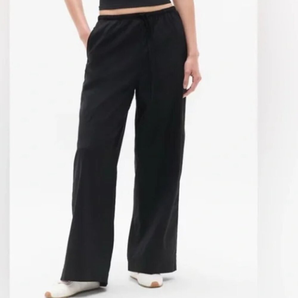 Athleta Paradise Mid Rise Wide Leg Pants Black Size Medium